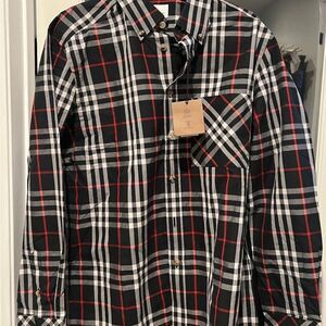 Burberry new Men's Black and Red Plaid Shirt
